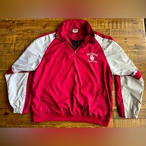 Vintage Oklahoma Sooners Jacket Mens Large Red Pullover Windbreaker Adult 1990s